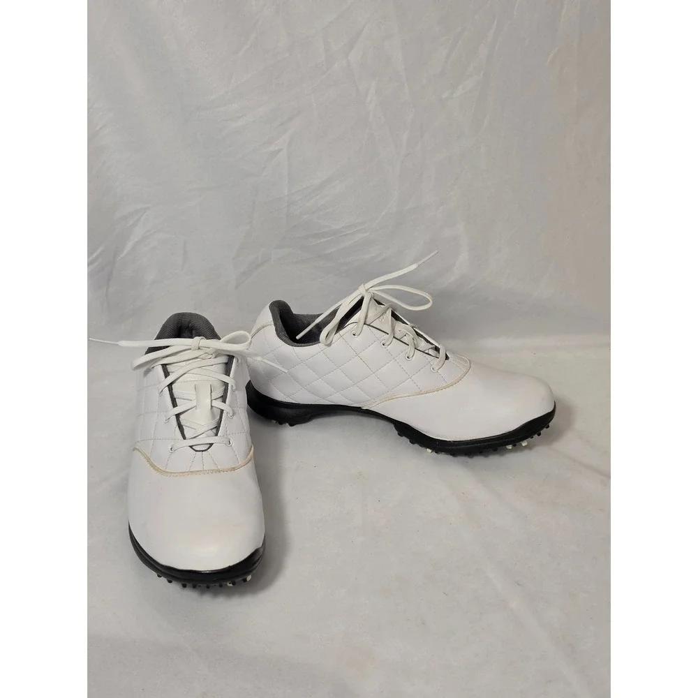 Adidas Fitfoam Clima White Quilted Leather Spiked Golf Shoes Womens 7.5 671305